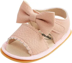 EnJoCho Baby Boys Girls Bow Sandals Soft Non-Slip Rubber Sole Summer Flat Walking Shoes Newborn Outdoor Slippers Shoes (Pink-07#E, 11-6m)