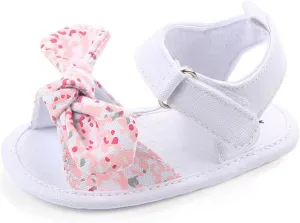 EnJoCho Baby Boys Girls Bow Sandals Soft Non-Slip Rubber Sole Summer Flat Walking Shoes Outdoor Indoor Casual Sandals (White-03#A, 6-12 Months)