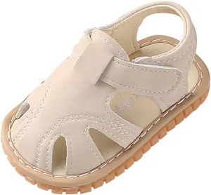 EnJoCho Baby Sandals,Newborn Baby Girls Boys Roman Shoes Sandals First Walkers Soft Sole Shoes for 0-18Months Toddler (Beige #1TY, 3-6 Months)