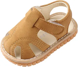 EnJoCho Baby Sandals,Newborn Baby Girls Boys Roman Shoes Sandals First Walkers Soft Sole Shoes for 0-18Months Toddler (Brown #1TY, 9-12 Months)