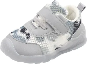 EnJoCho Children Wedding Shoes Boys and Girls Children Breathable Hook Loop Non Slip Soft Sole (Grey, 15 Months)