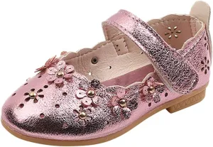 EnJoCho Girls Sandal Shoes Flower Shoes Hollow Flower Shoes Sandals Soft Sole Princess Sandals Baby Shoes 1-11 Years (Pink, 2 Years)