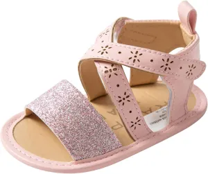 EnJoCho Infant Summer Beach Shoes Soft Anti-Slip Rubber Sole First Walker Baby Crib Shoes Baby Toddler Girls Boys Sandals (Pink-03#A, 0-6 Months)
