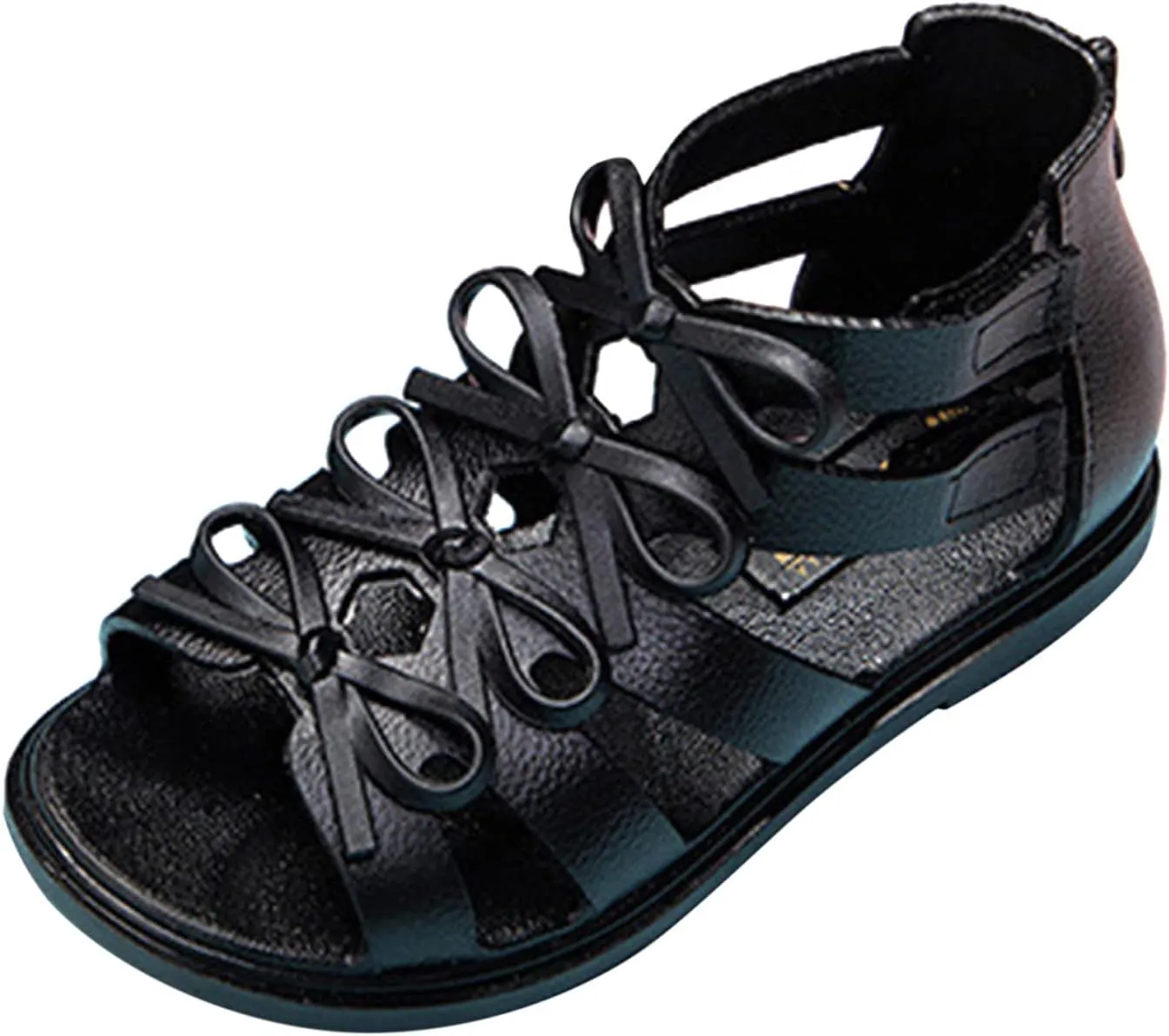 EnJoCho Kids Tennis Shoes Toddler Little Girls Bowknot Princress Sandals Soft Sole Non Slip First Walkers Beach Shoes (Black, 6 Years)