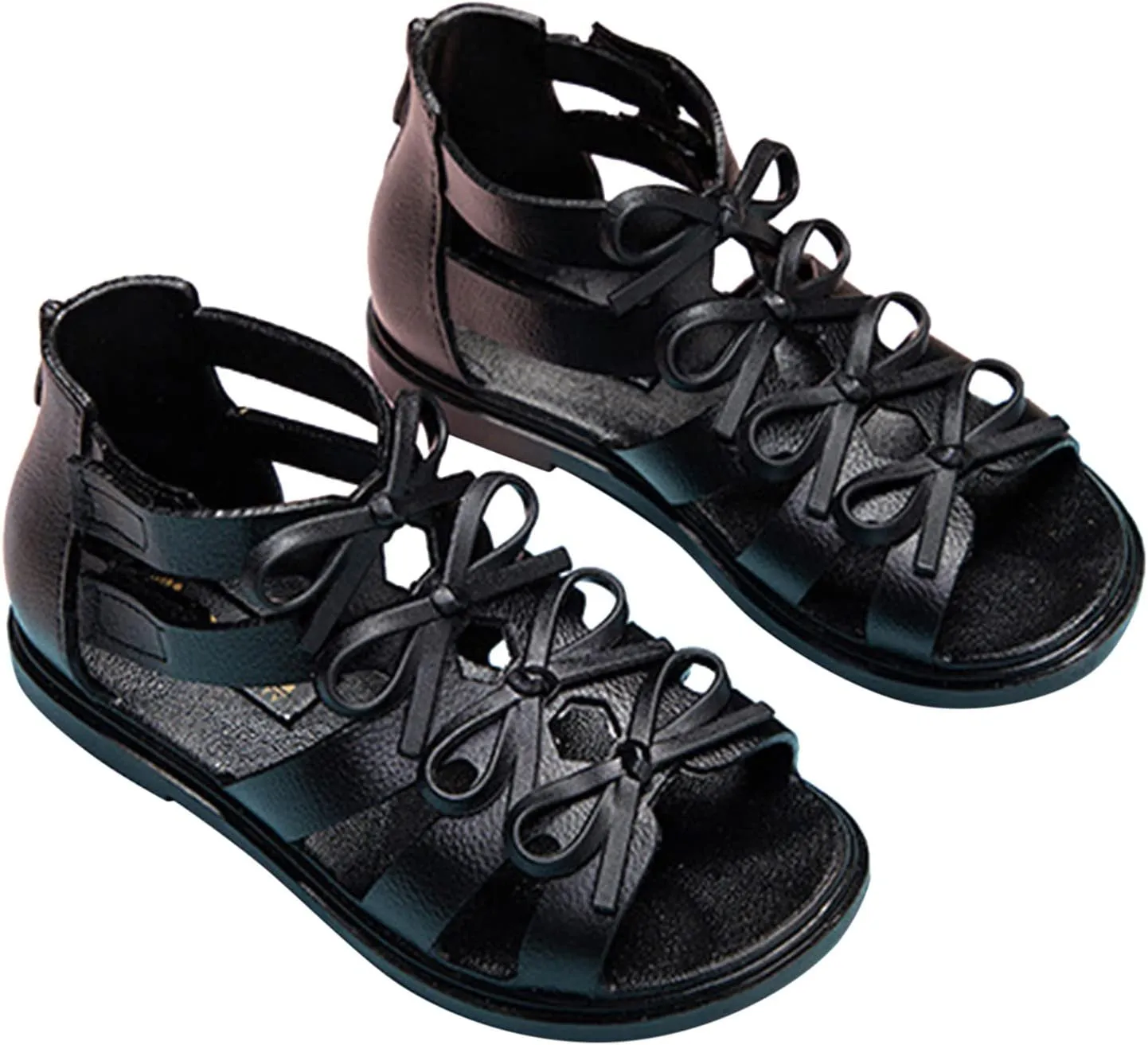 EnJoCho Kids Tennis Shoes Toddler Little Girls Bowknot Princress Sandals Soft Sole Non Slip First Walkers Beach Shoes (Black, 6 Years)