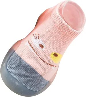 EnJoCho Newborn Baby Boys Girls Warm Socks Shoes Cartoon Cute Warm Anti-Slip Soft Sole Knit Slipper Prewalkers (Light Blue-07#A, 9-12 Months)