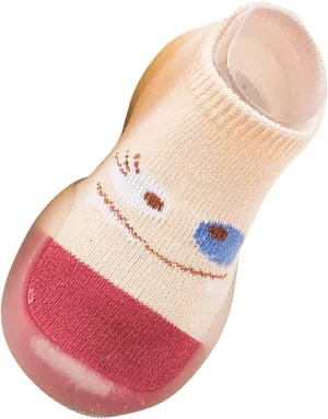 EnJoCho Newborn Baby Boys Girls Warm Socks Shoes Cartoon Cute Warm Anti-Slip Soft Sole Knit Slipper Prewalkers (Red-07#A, 3-6 Months)