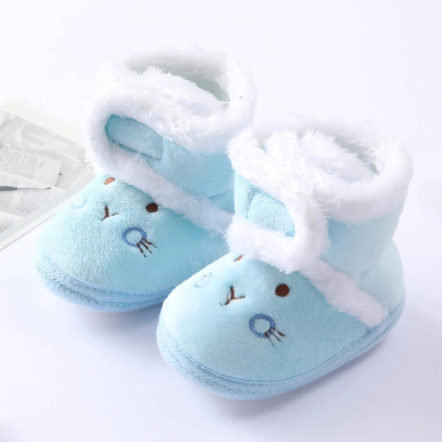 EnJoCho Newborn Boots Unisex Baby Girls Boys Winter Warm Boots Soft Sole Anti-Slip Infant Toddler Snow Prewalker Shoes (Blue-03#A, 6-9Months)