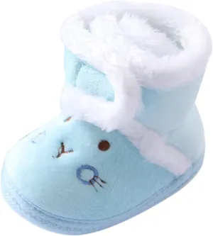 EnJoCho Newborn Boots Unisex Baby Girls Boys Winter Warm Boots Soft Sole Anti-Slip Infant Toddler Snow Prewalker Shoes (Blue-03#A, 6-9Months)