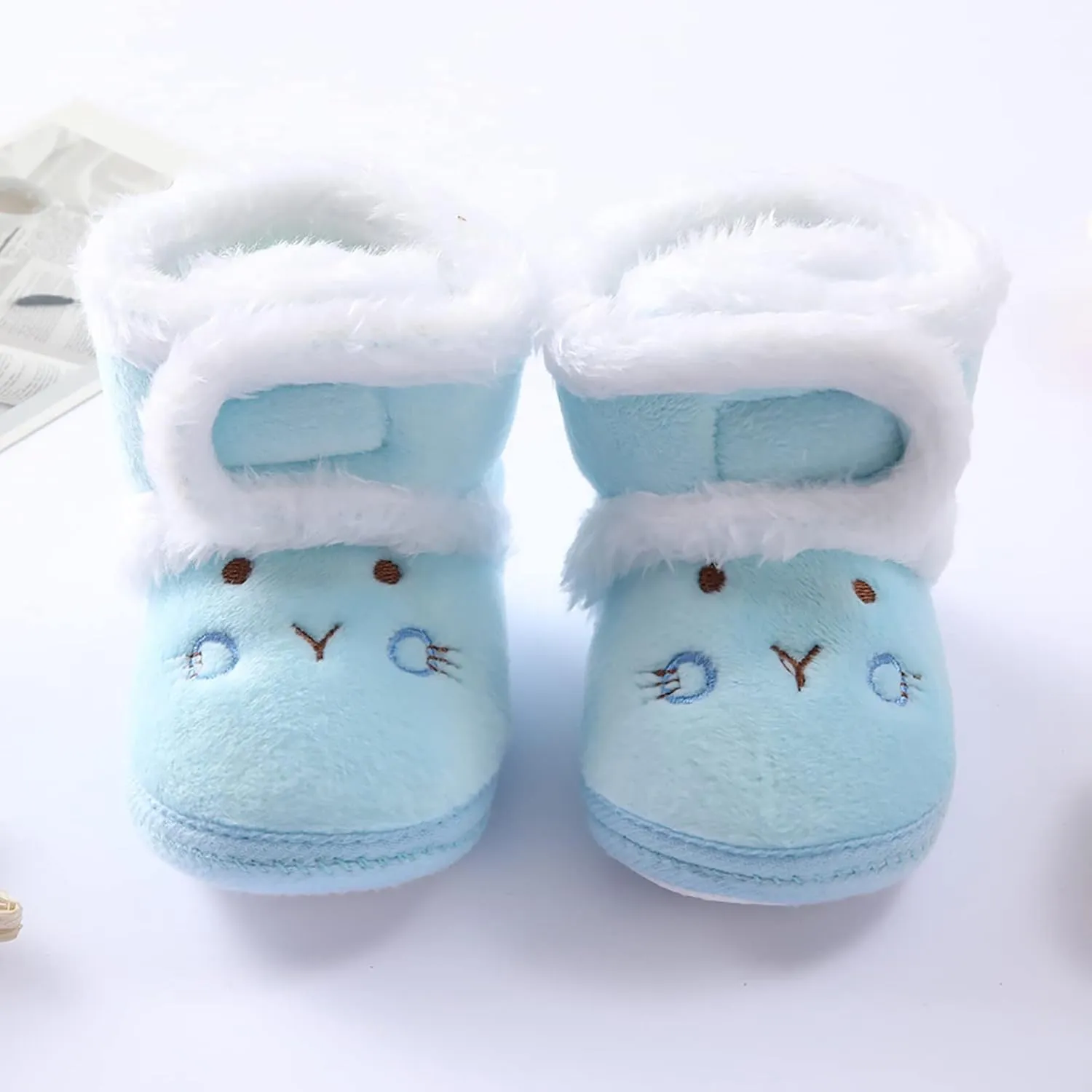 EnJoCho Newborn Boots Unisex Baby Girls Boys Winter Warm Boots Soft Sole Anti-Slip Infant Toddler Snow Prewalker Shoes (Blue-03#A, 6-9Months)