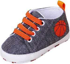 EnJoCho Unisex Baby Boy Girl Canvas Sneaker Soft Sole Ankle Infant First Walkers Crib Shoe Flats Shoes for 0-12 Months (Dark Gray-02A#, 6-9M)