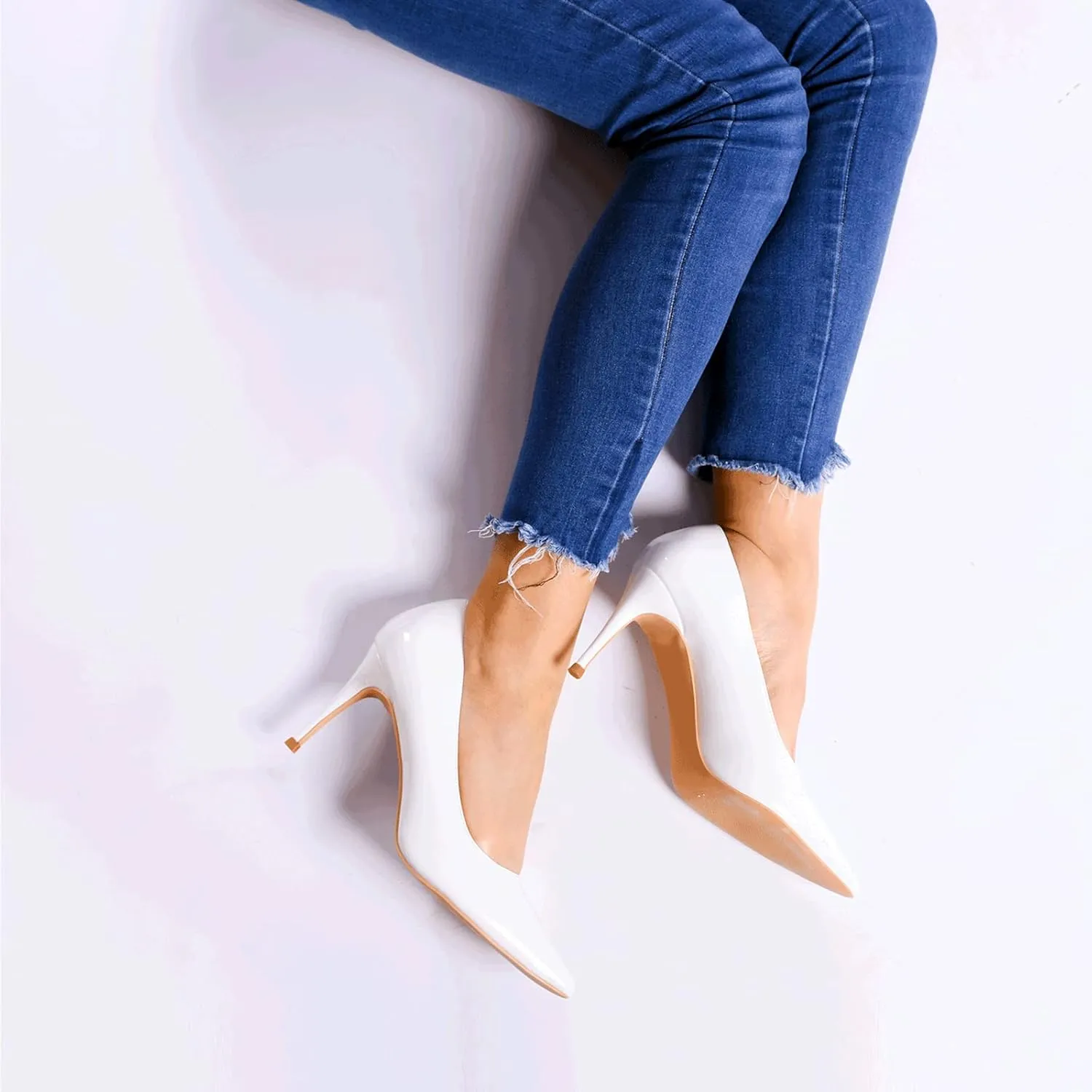 GENSHUO High Heels Pumps for Women Closed Toe 3 Inch Stillettos Heels Dress Shoes