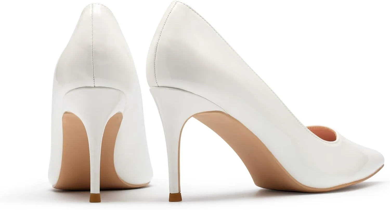 GENSHUO High Heels Pumps for Women Closed Toe 3 Inch Stillettos Heels Dress Shoes
