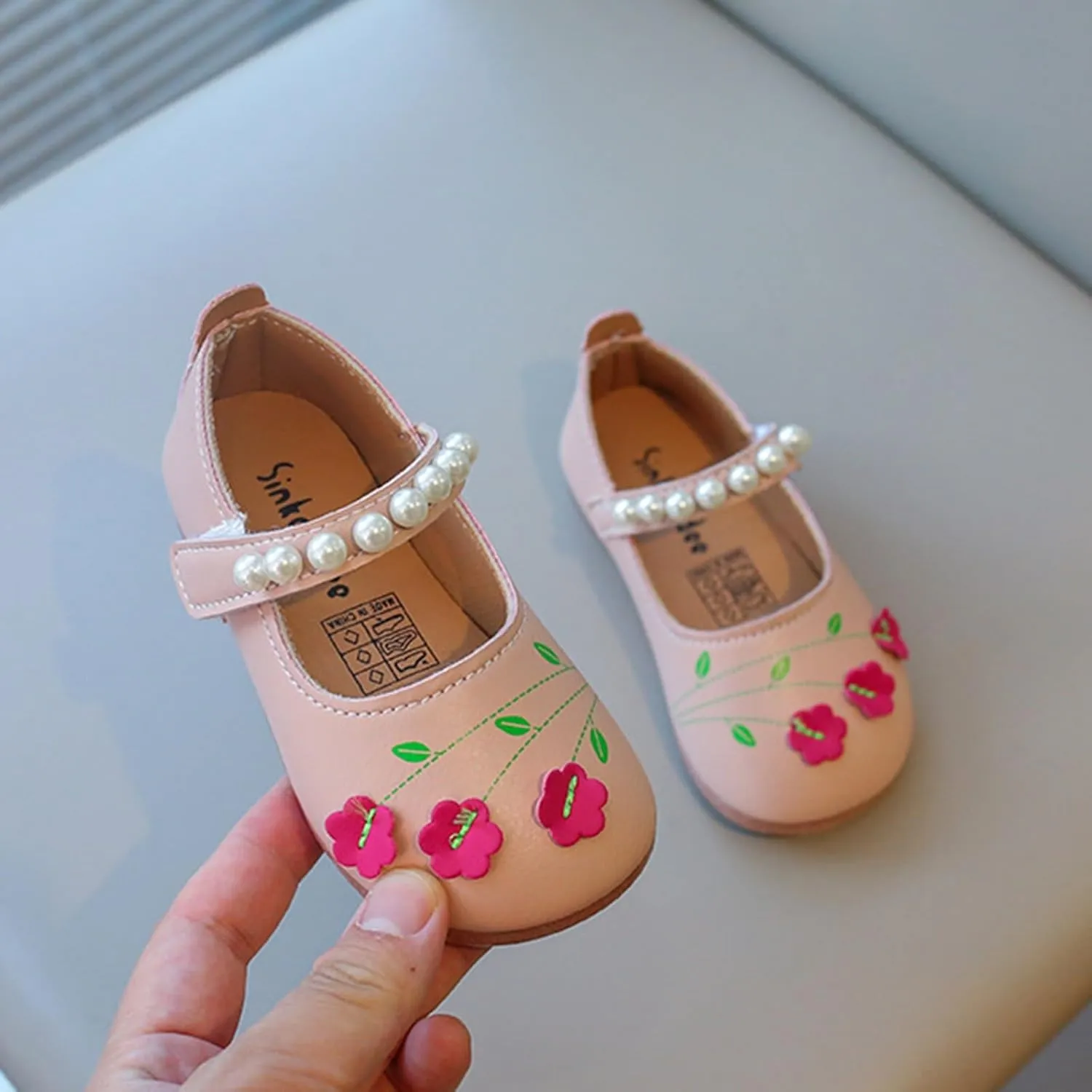 Girls Kids Dress Sandals Flower Sequins Close Toe ow Heel Ankle Shoes Toddler Summer Dance Soft Sole Cute Shoes