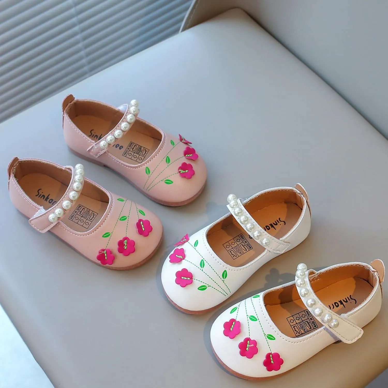 Girls Kids Dress Sandals Flower Sequins Close Toe ow Heel Ankle Shoes Toddler Summer Dance Soft Sole Cute Shoes