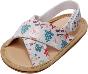 Girls Kids Flat Wide Sandals Animal Print X-Strap Ankle Barefoot Open Toe Shoes Baby Summer Casual First Walking Shoes