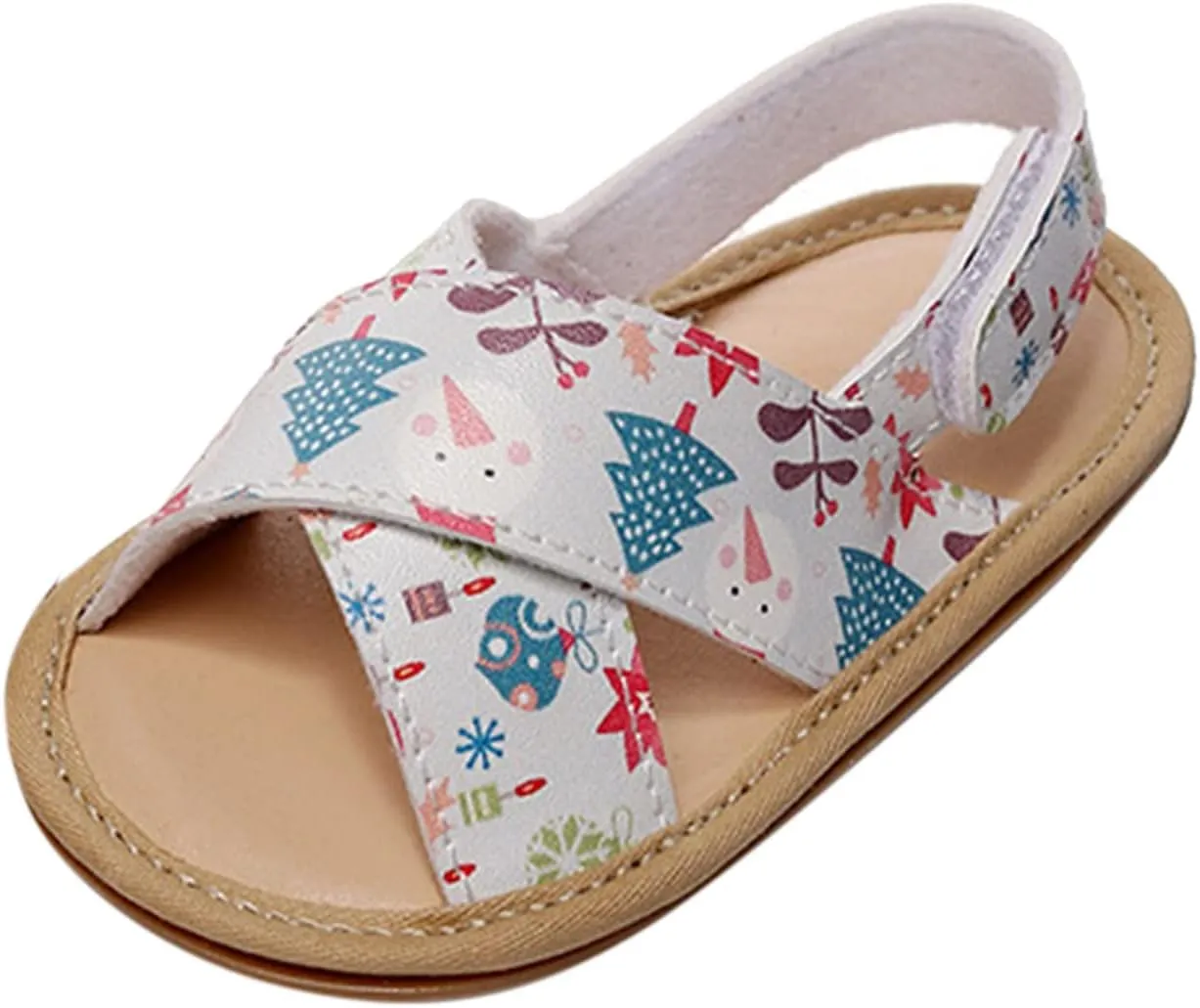 Girls Kids Flat Wide Sandals Animal Print X-Strap Ankle Barefoot Open Toe Shoes Baby Summer Casual First Walking Shoes