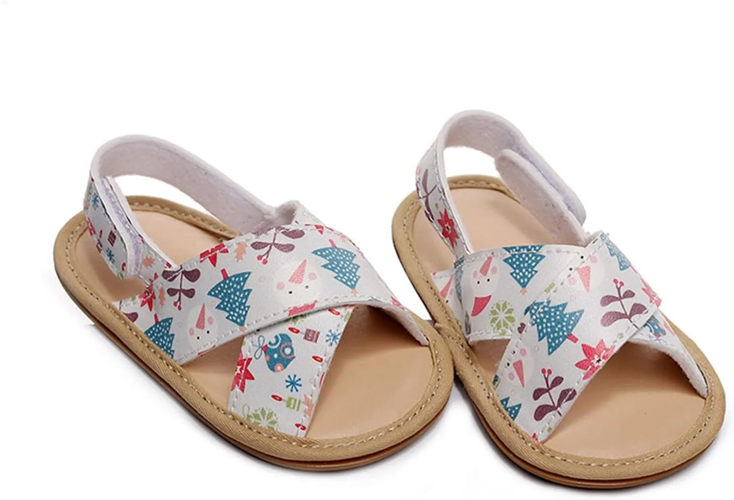 Girls Kids Flat Wide Sandals Animal Print X-Strap Ankle Barefoot Open Toe Shoes Baby Summer Casual First Walking Shoes
