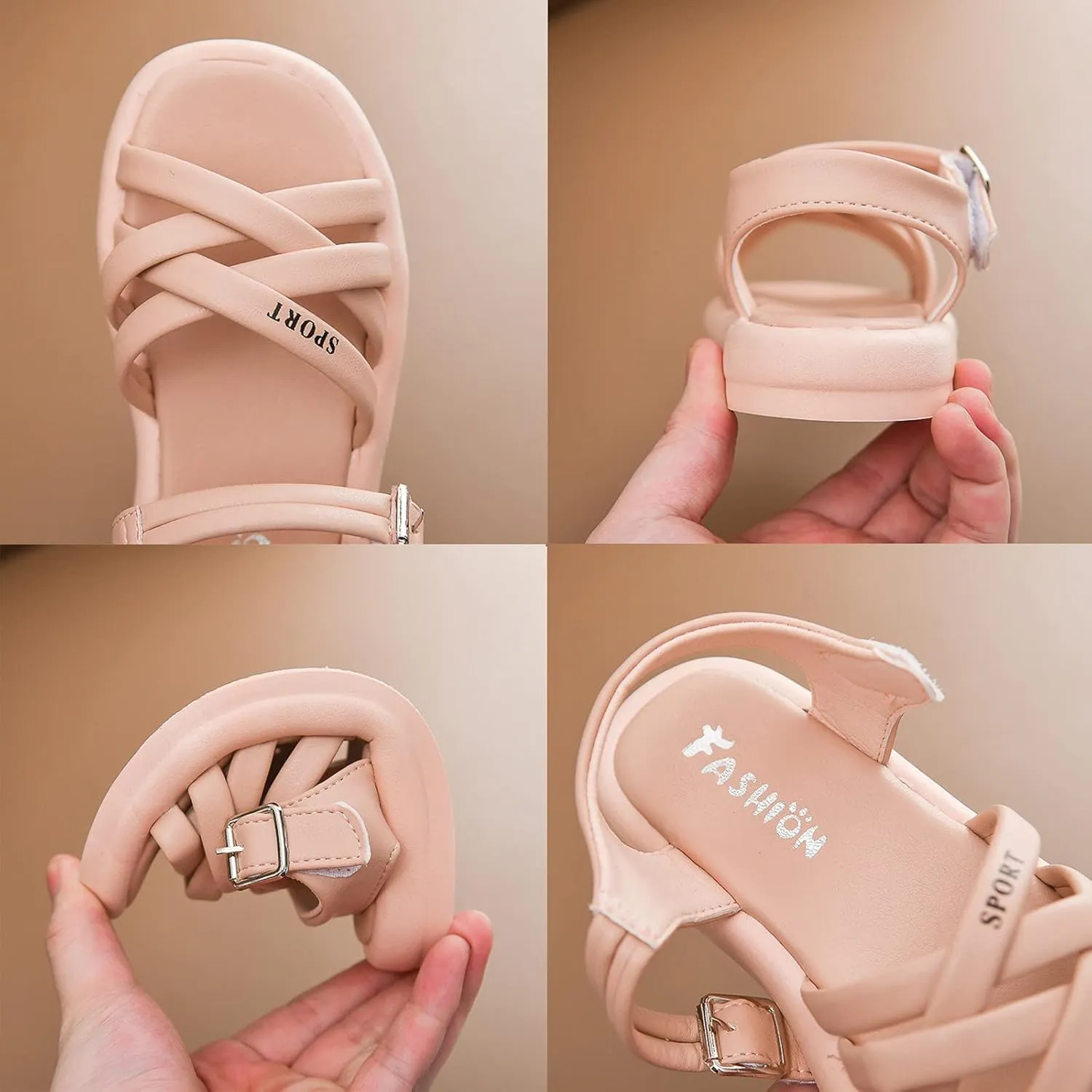 Girls Kids Foam Soft Leather Sandals Flat Non Slip Wide Shoes Baby Toddler Childrens Open Toe Beach Pool Summer Casual