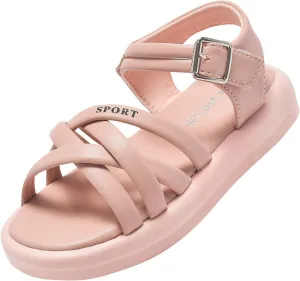 Girls Kids Foam Soft Leather Sandals Flat Non Slip Wide Shoes Baby Toddler Childrens Open Toe Beach Pool Summer Casual