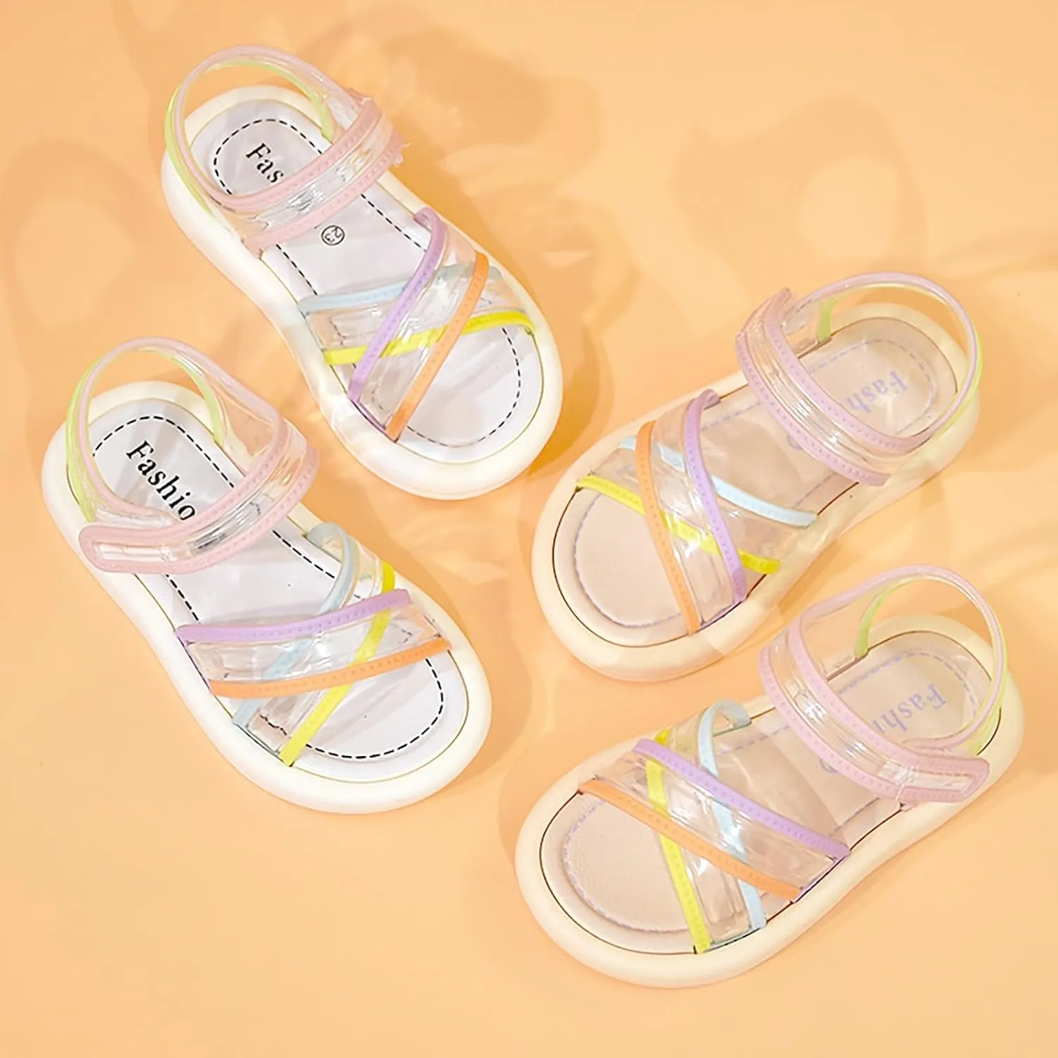 Girls Kids Foam Sole Sandals Jelly X-Strap Soft Outdoor Water Wide Shoes Baby Toddler Infant Summer Casual Non Slip