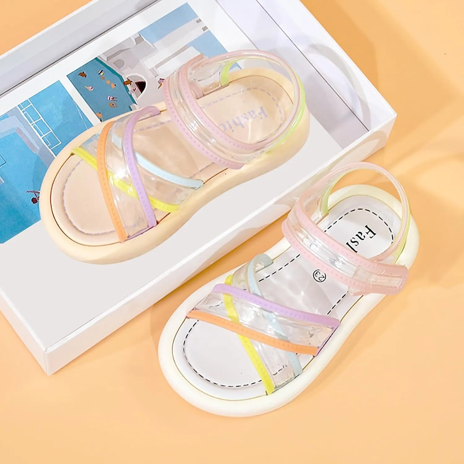 Girls Kids Foam Sole Sandals Jelly X-Strap Soft Outdoor Water Wide Shoes Baby Toddler Infant Summer Casual Non Slip