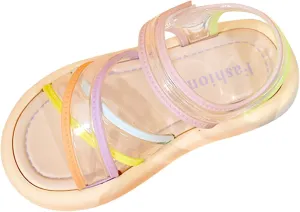 Girls Kids Foam Sole Sandals Jelly X-Strap Soft Outdoor Water Wide Shoes Baby Toddler Infant Summer Casual Non Slip