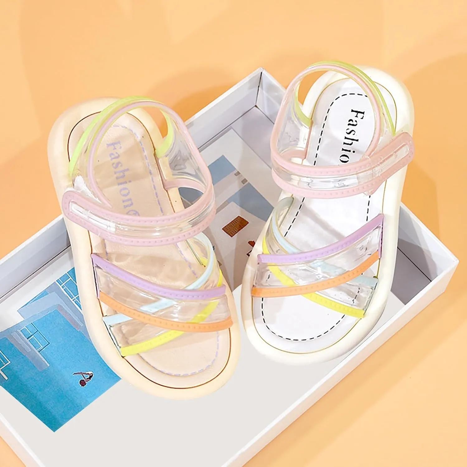 Girls Kids Foam Sole Sandals Jelly X-Strap Soft Outdoor Water Wide Shoes Baby Toddler Infant Summer Casual Non Slip