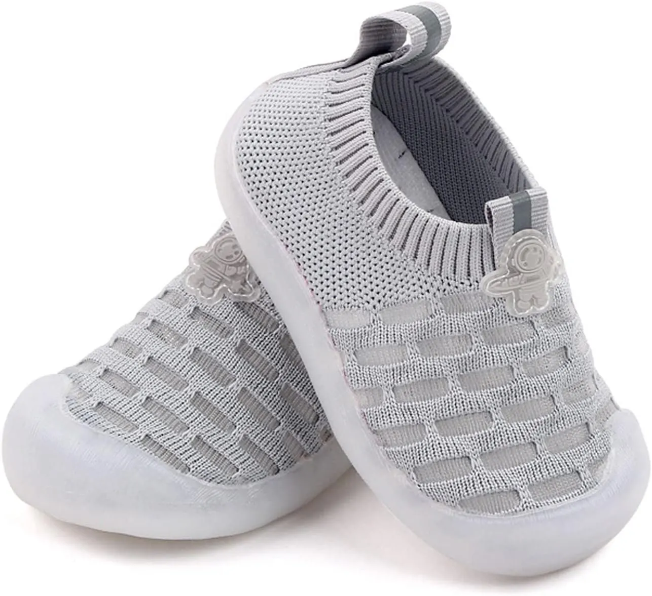 Girls Leisure Shoes Mesh Shoes Breathable Soft Sole Sport Shoes Socks Shoes Toddler Girl Tennis Shoes (Grey, 18)