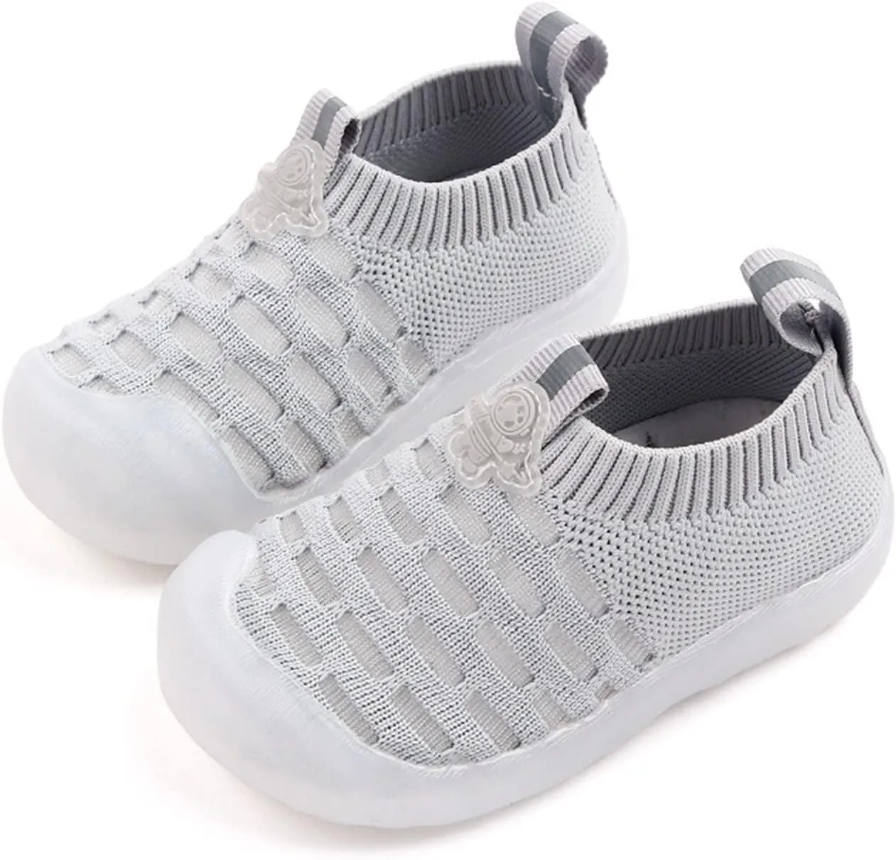 Girls Leisure Shoes Mesh Shoes Breathable Soft Sole Sport Shoes Socks Shoes Toddler Girl Tennis Shoes (Grey, 18)