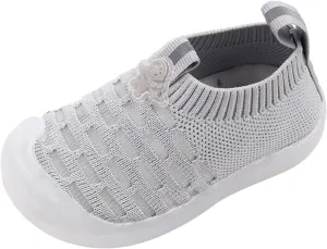 Girls Leisure Shoes Mesh Shoes Breathable Soft Sole Sport Shoes Socks Shoes Toddler Girl Tennis Shoes (Grey, 18)