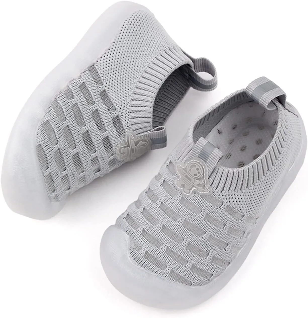 Girls Leisure Shoes Mesh Shoes Breathable Soft Sole Sport Shoes Socks Shoes Toddler Girl Tennis Shoes (Grey, 18)