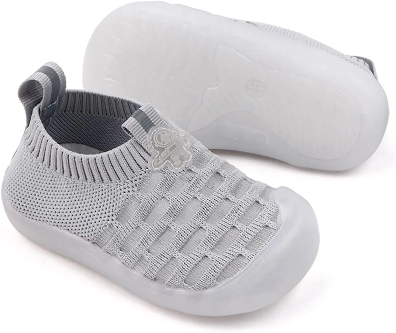 Girls Leisure Shoes Mesh Shoes Breathable Soft Sole Sport Shoes Socks Shoes Toddler Girl Tennis Shoes (Grey, 18)