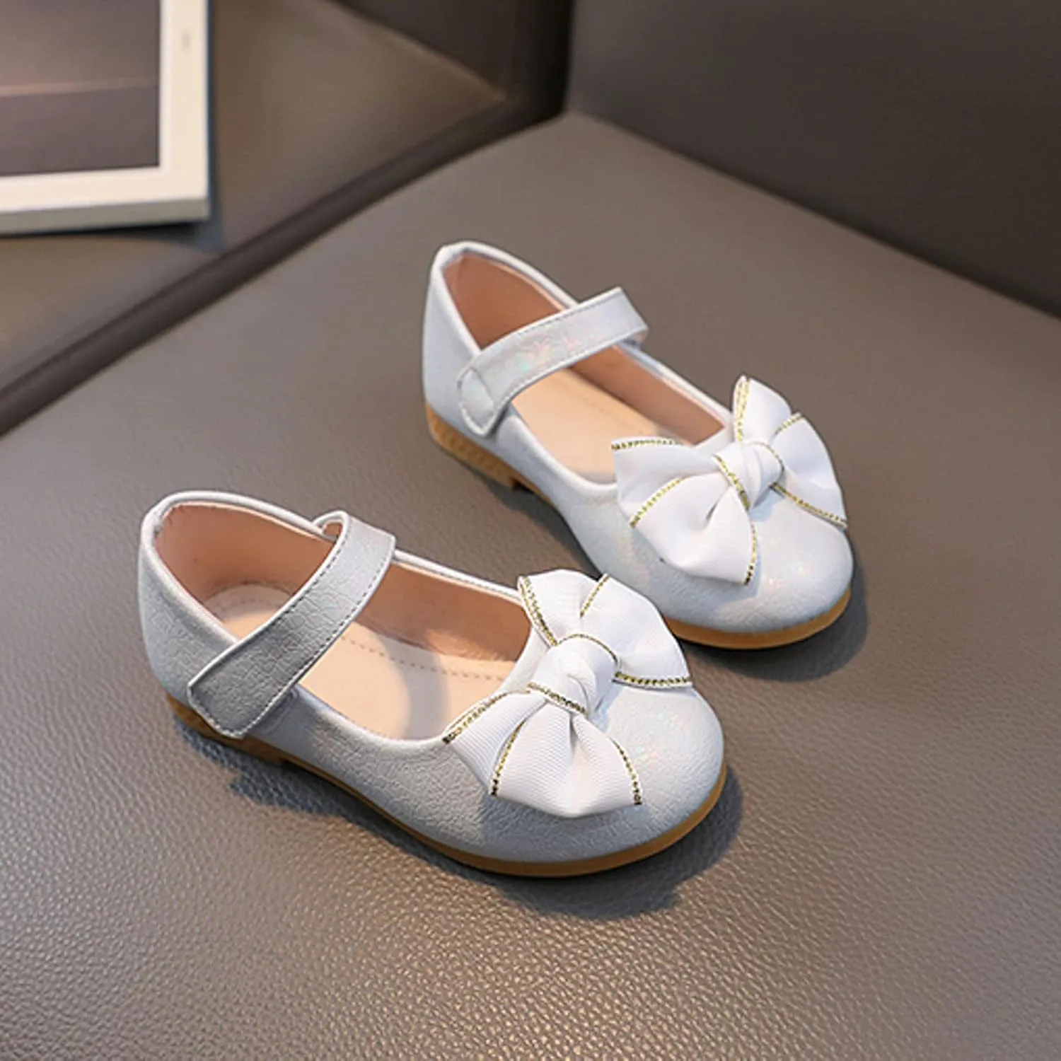 Girls Mary Jane Toddler Flower Girl Dress Shoes Little Girl Ballet Uniform Flat Bow Strap for Wedding Part School