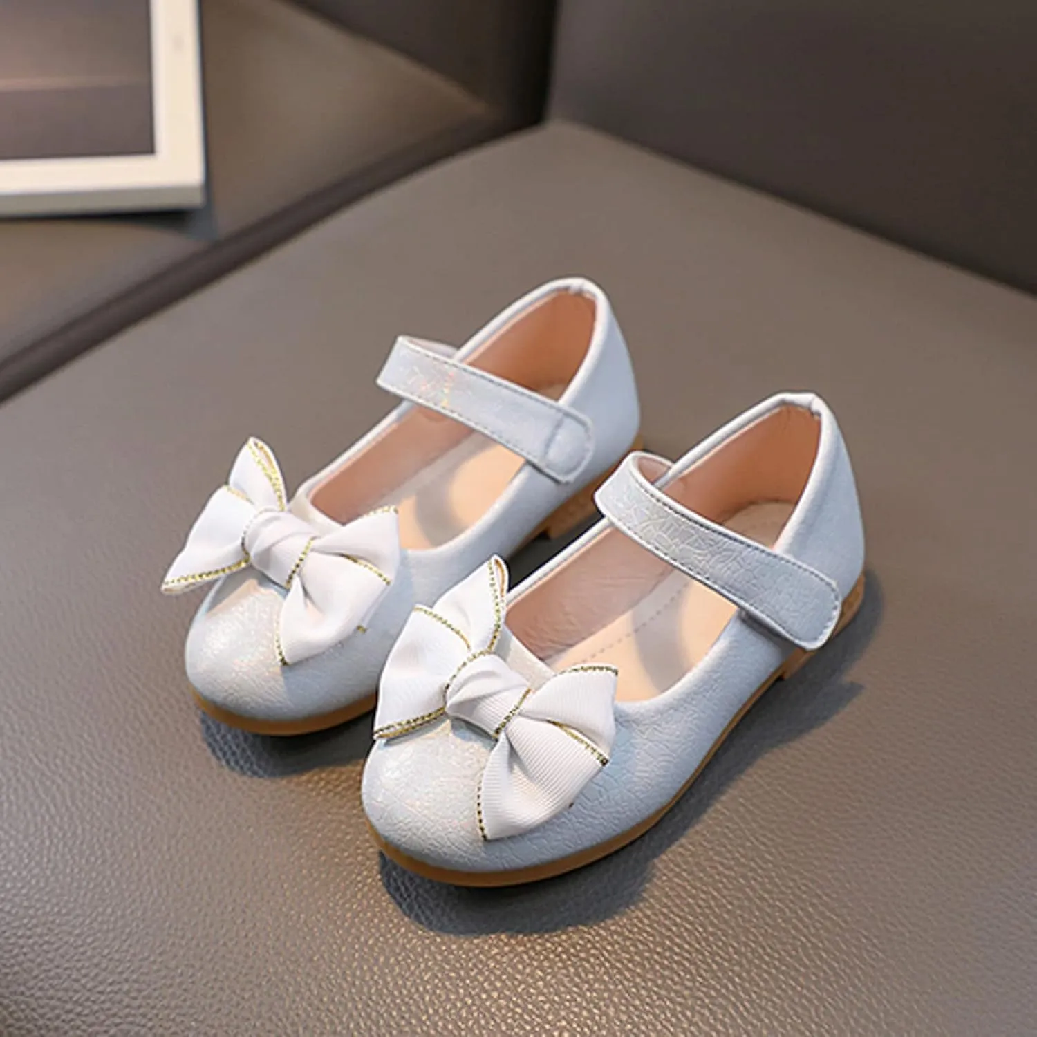 Girls Mary Jane Toddler Flower Girl Dress Shoes Little Girl Ballet Uniform Flat Bow Strap for Wedding Part School