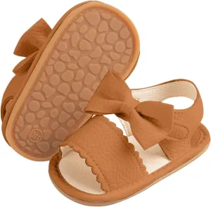 Girl's Sandals Soft Sole Infant Baby Girl Boy Sandals Premium Summer Outdoor Casual Beach Shoes With Flower Bowknot Slip Rubber Sole Newborn Toddler Prewalker First Walking Shoes