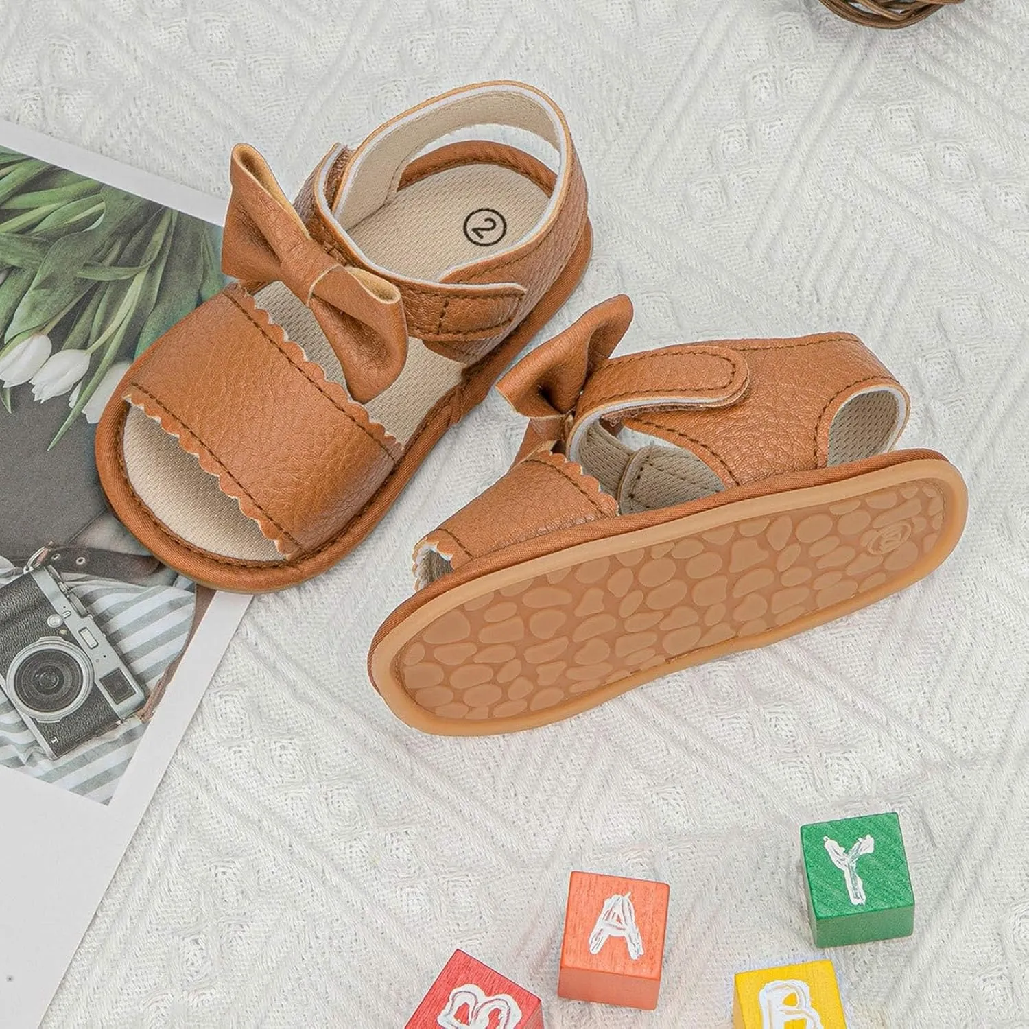 Girl's Sandals Soft Sole Infant Baby Girl Boy Sandals Premium Summer Outdoor Casual Beach Shoes With Flower Bowknot Slip Rubber Sole Newborn Toddler Prewalker First Walking Shoes