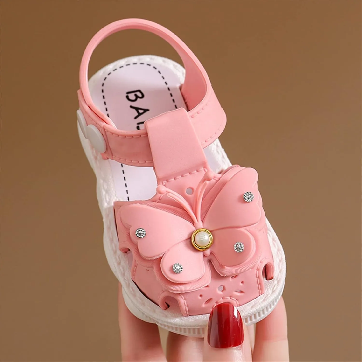 Girls Soft Closed Toe Party Flat Shoes Summer Sandals Girl Baby Toddler Shoes Summer Bow Pearl Daily Wear Sandals
