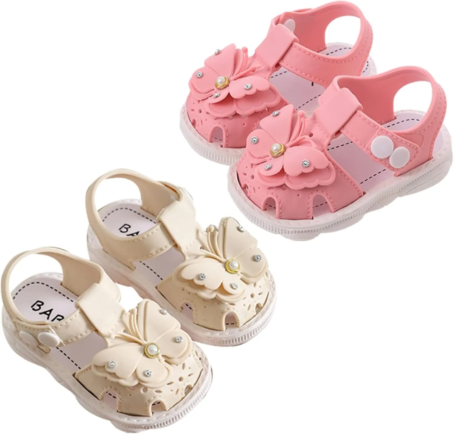 Girls Soft Closed Toe Party Flat Shoes Summer Sandals Girl Baby Toddler Shoes Summer Bow Pearl Daily Wear Sandals