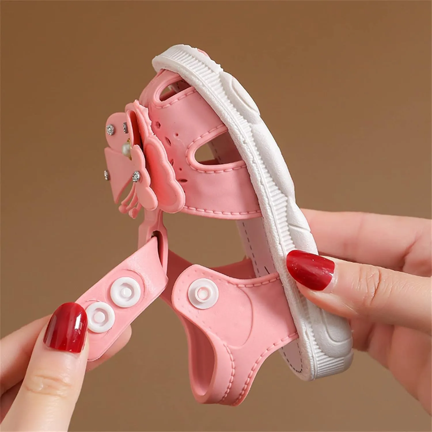 Girls Soft Closed Toe Party Flat Shoes Summer Sandals Girl Baby Toddler Shoes Summer Bow Pearl Daily Wear Sandals
