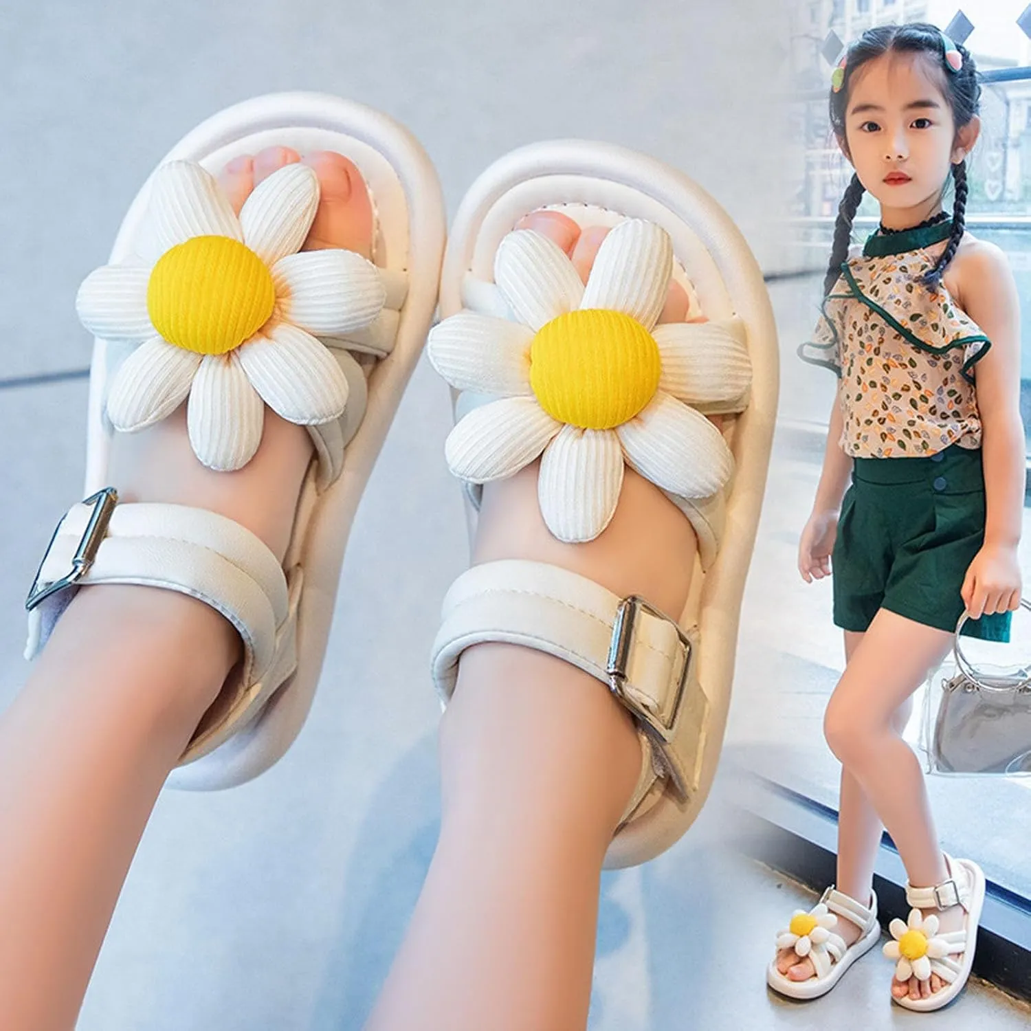 Girls' Summer Beach Sandals Children's Soft Sole Shoes Pearl Fashion Girls' Bow Princess Shoes Baby Beach Shoes