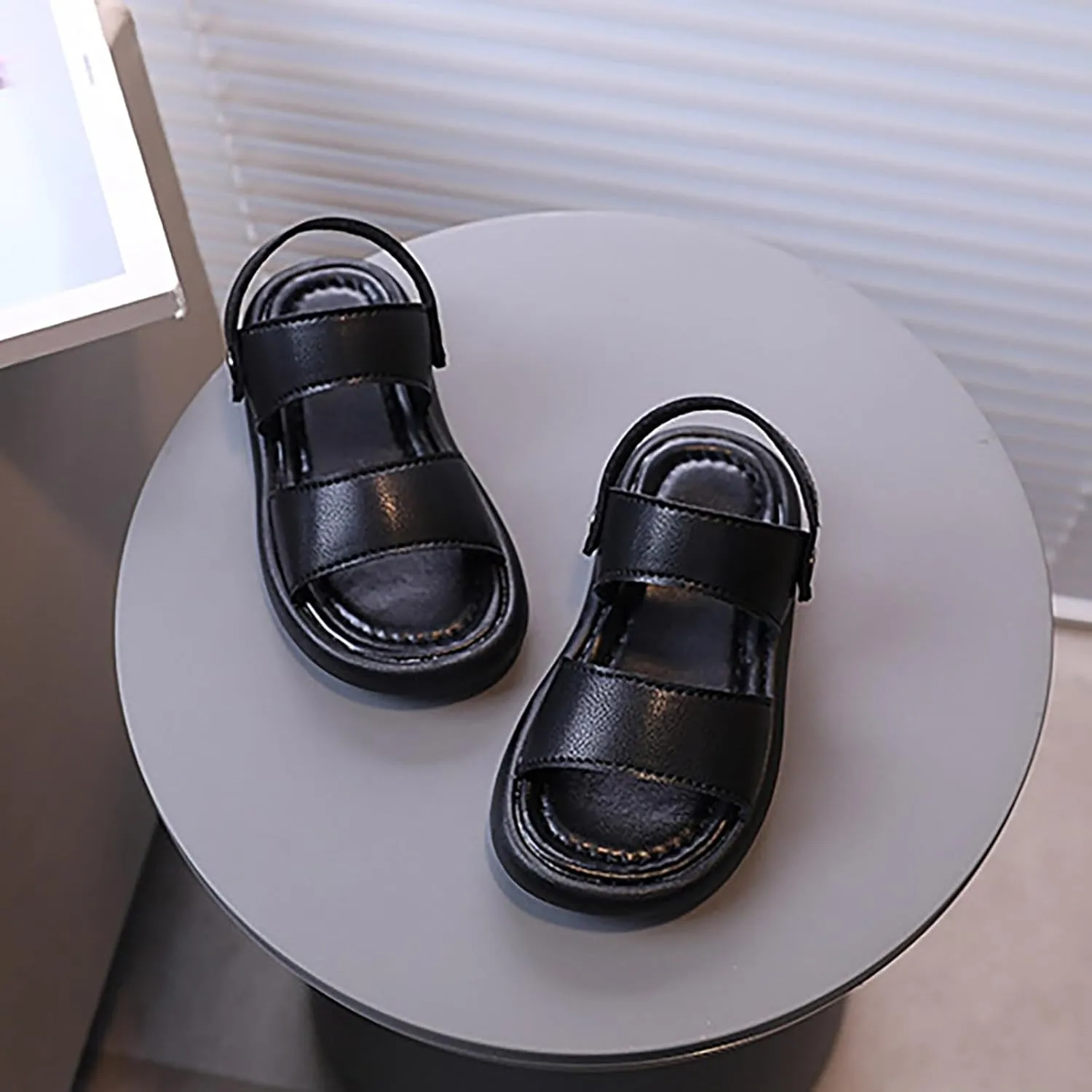 Girls Summer Sandals Open Toe Anti Slip Soft Sole Beach Play Shoes Back Strap Sandals Flat for Little/Big Kids