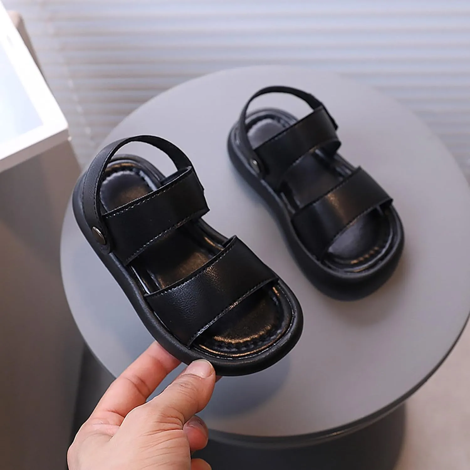 Girls Summer Sandals Open Toe Anti Slip Soft Sole Beach Play Shoes Back Strap Sandals Flat for Little/Big Kids