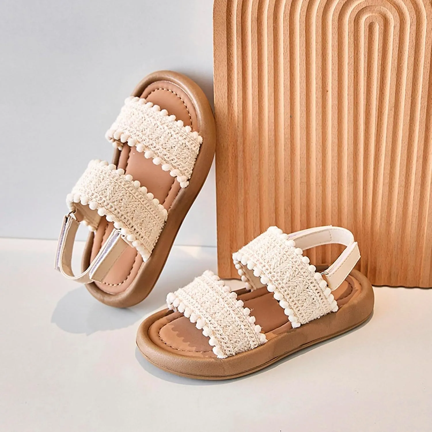 Heels Sandals Ankle Strap Wedding Party Kids' Sandals Summer Girls' Big Kids' Beach Shoes Girls' Princess Soft Soled Casual Shoes For Boys' Babies Open Toes Flat For Leather and Glitter Straps