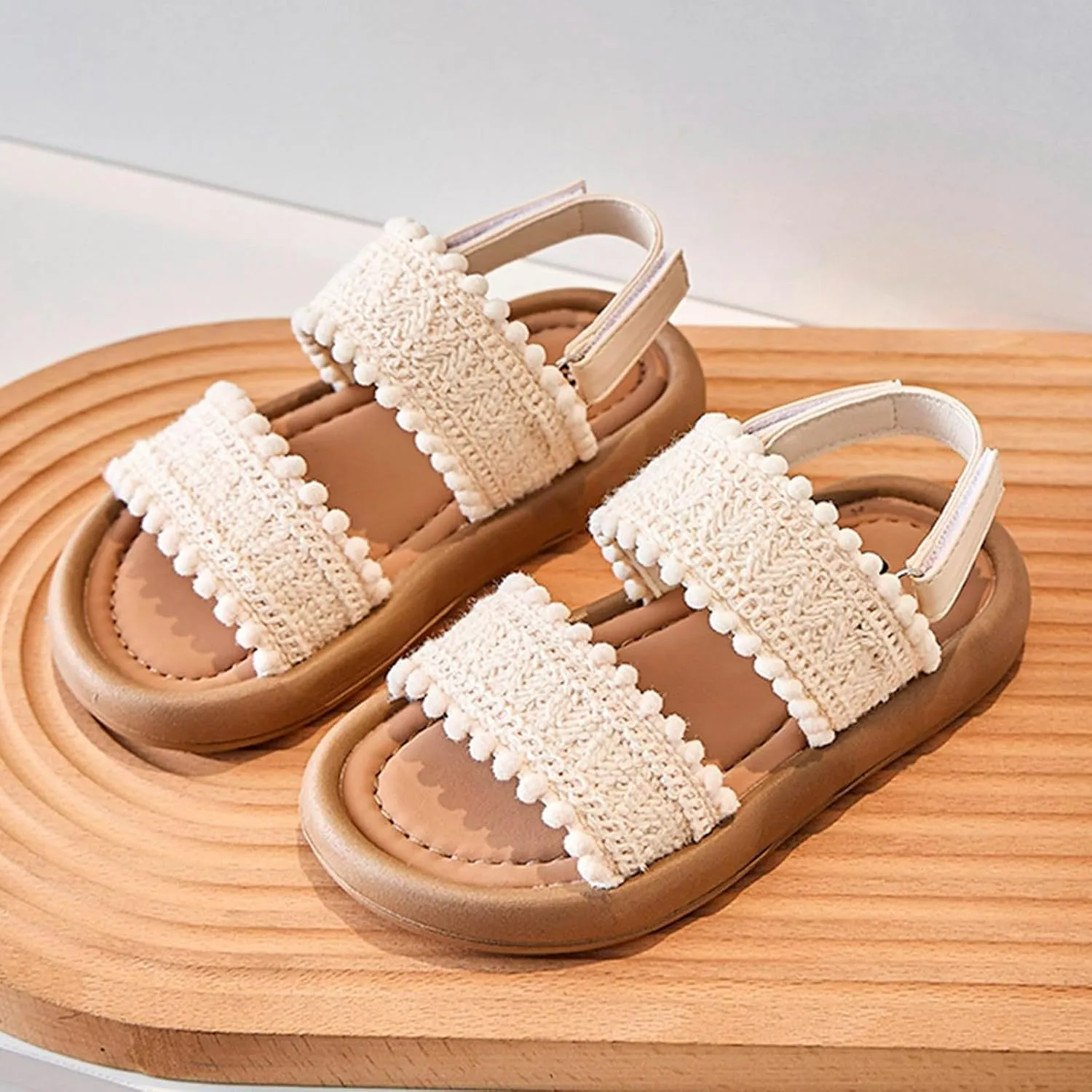 Heels Sandals Ankle Strap Wedding Party Kids' Sandals Summer Girls' Big Kids' Beach Shoes Girls' Princess Soft Soled Casual Shoes For Boys' Babies Open Toes Flat For Leather and Glitter Straps