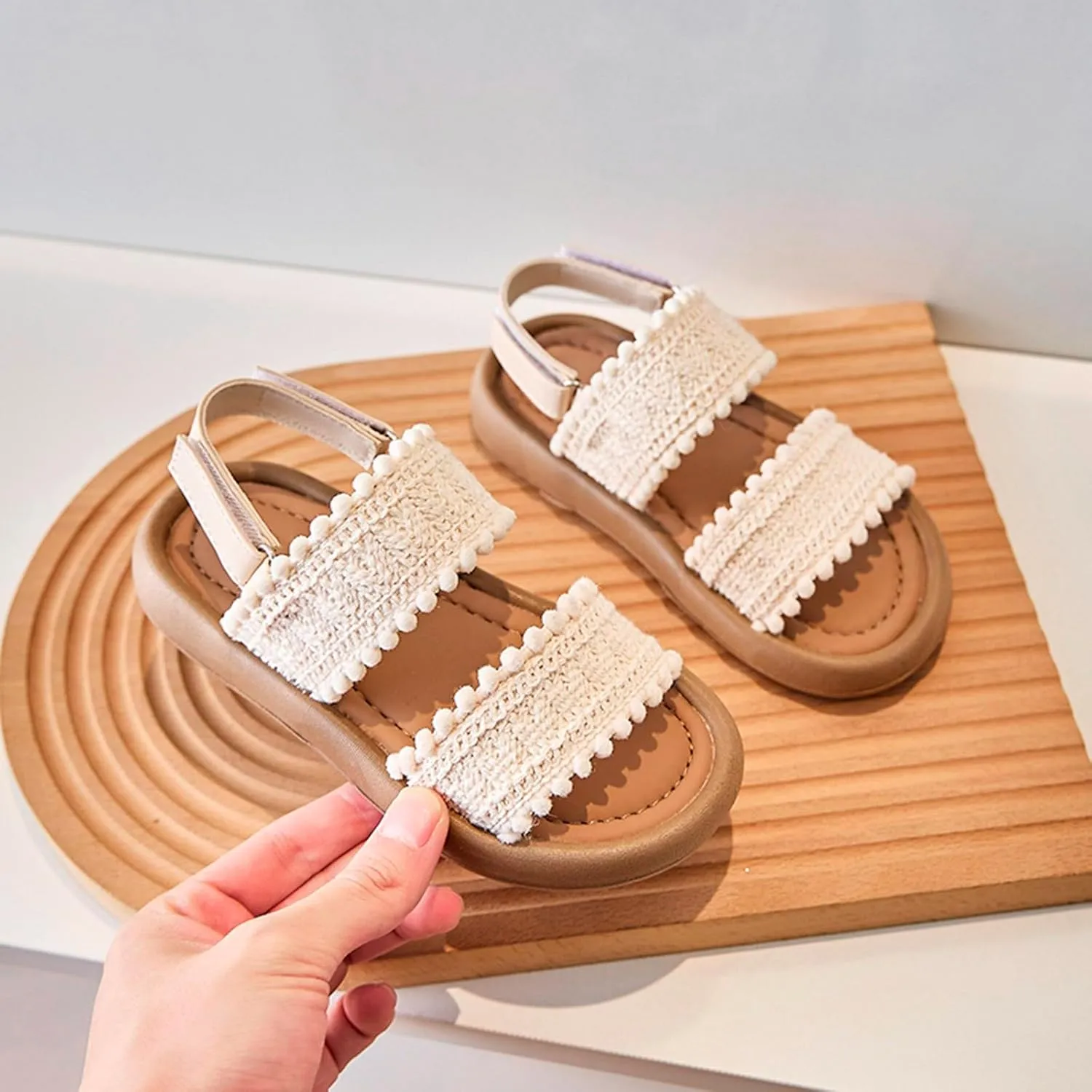 Heels Sandals Ankle Strap Wedding Party Kids' Sandals Summer Girls' Big Kids' Beach Shoes Girls' Princess Soft Soled Casual Shoes For Boys' Babies Open Toes Flat For Leather and Glitter Straps
