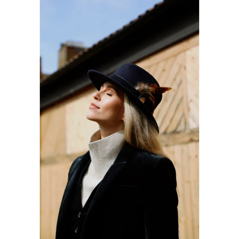 Hicks & Brown Chelsworth Coque & Pheasant Fedora - Navy