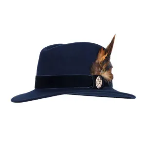 Hicks & Brown Chelsworth Coque & Pheasant Fedora - Navy