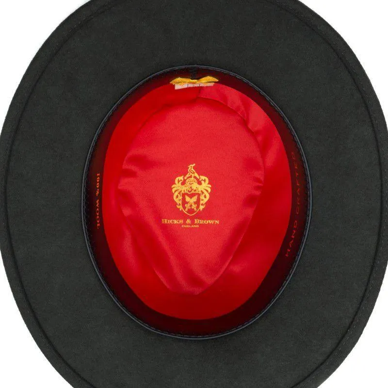 Hicks & Brown Chelsworth Coque & Pheasant Fedora - Olive Green