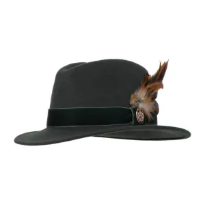 Hicks & Brown Chelsworth Coque & Pheasant Fedora - Olive Green